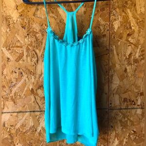 Rue 21 youth size Medium hand wash sea green spaghetti strap tank top.
